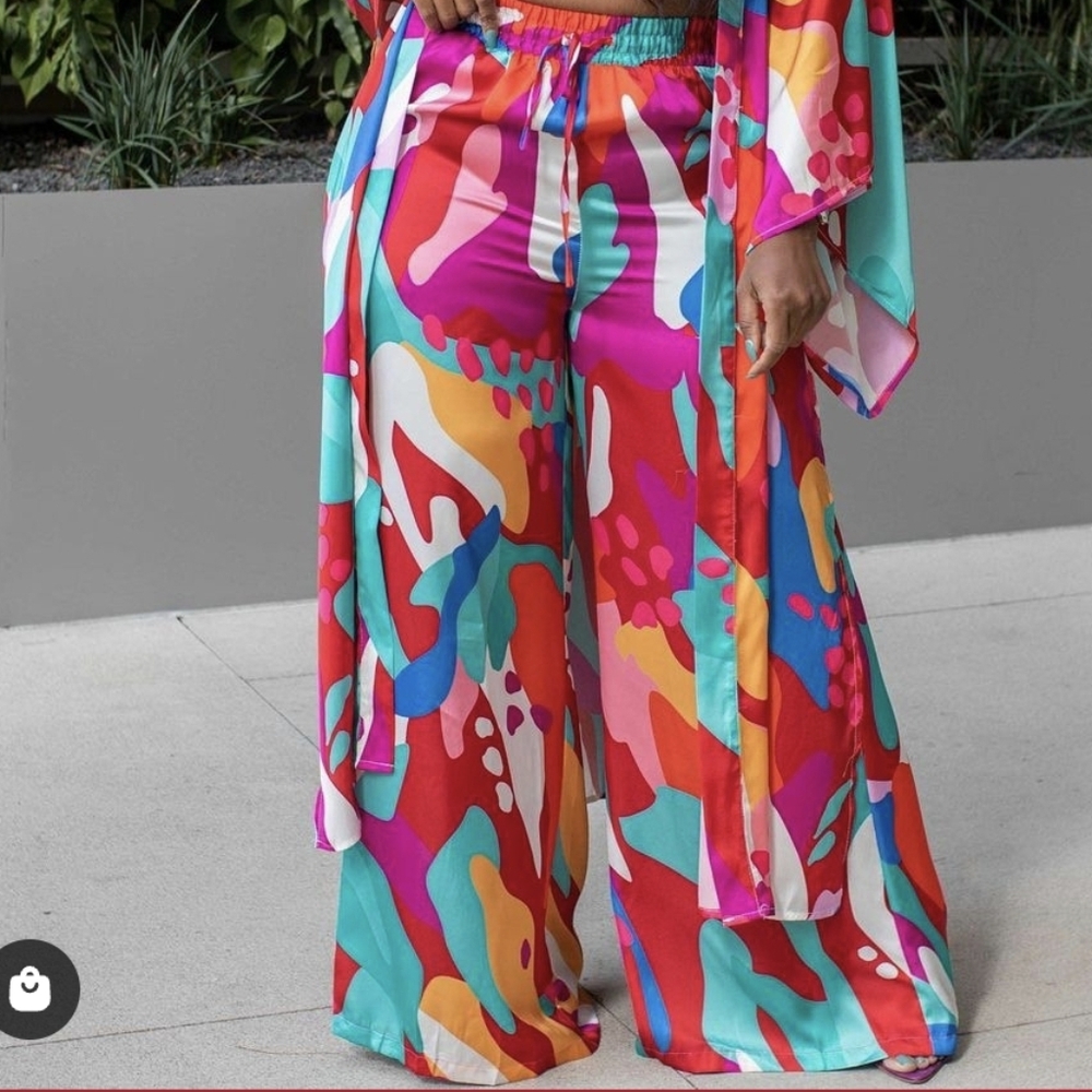 Women's Wide-Leg Printed Palazzo Pants - Multicolor